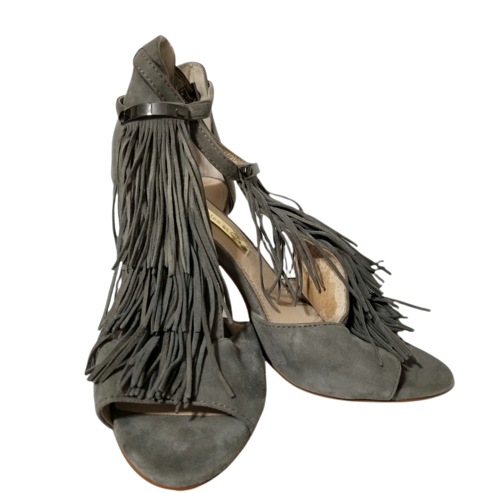 Louise et Cie Kayla gray fringed heels